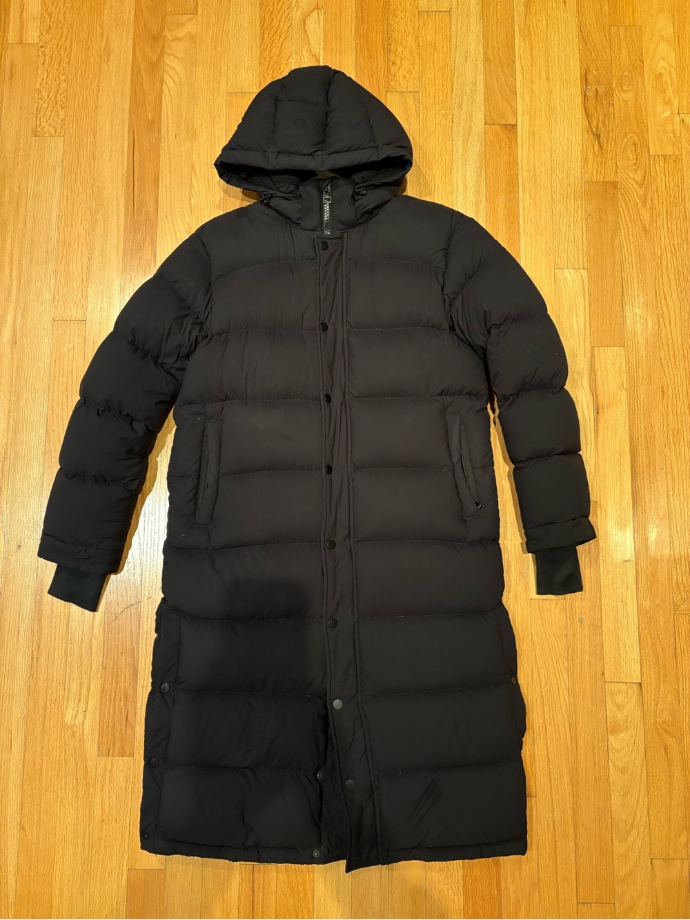 TNA Black Long Hooded Puffer Coat